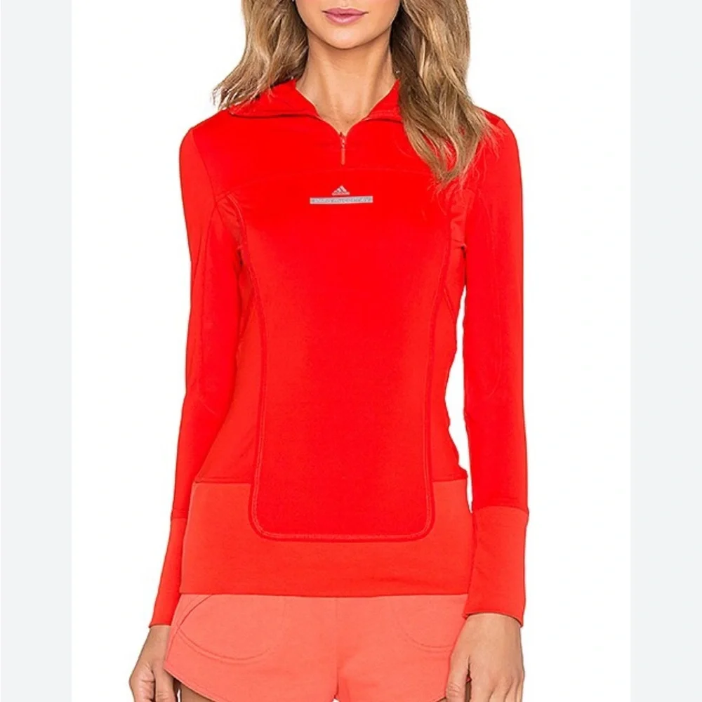 Adidas by Stella McCartney Red Activewear Top Logo Size M Orange Red Workout
